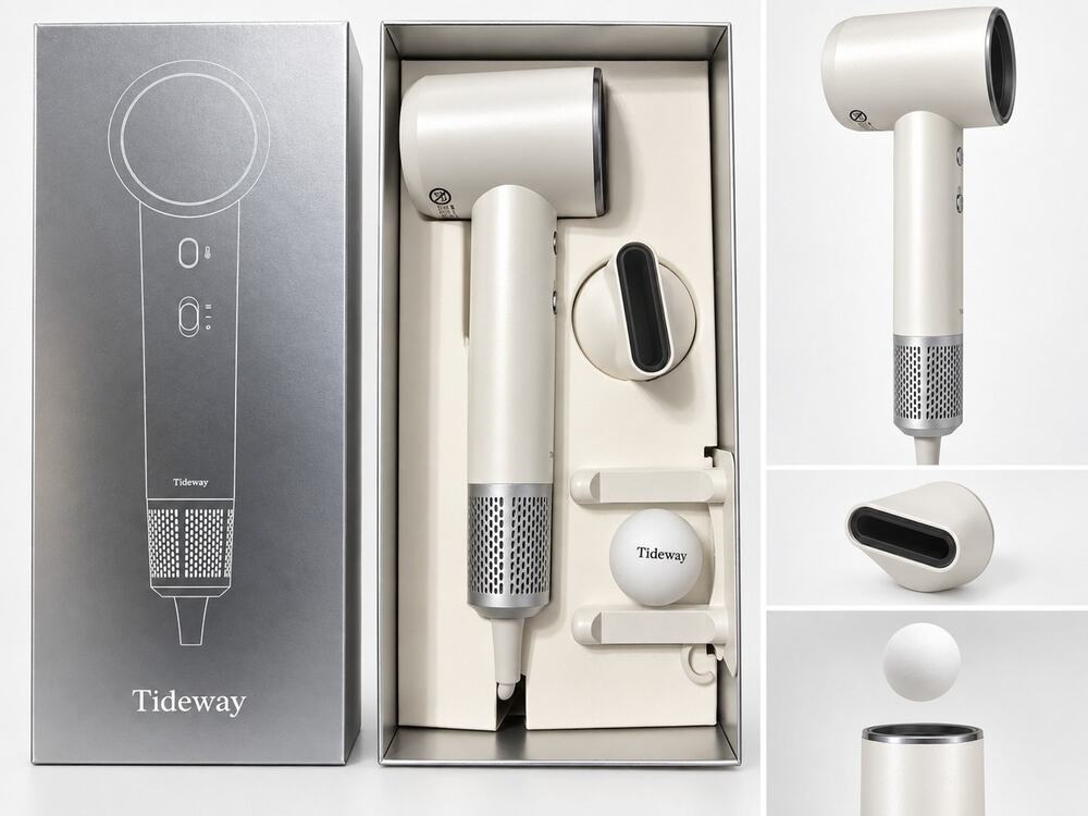 Tideway C01 Titanium Edition High Speed Ionic Hair Dryer White Open Box